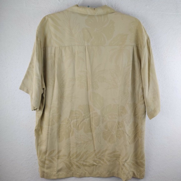 Tommy Bahama Mens Medium Silk Casual Tan Button Up Shirt Size M - Picture 5 of 10